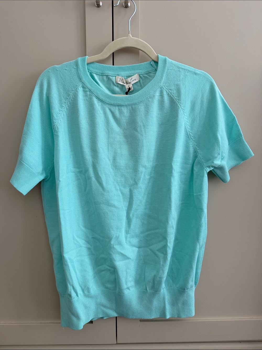 Vine & Love Aqua Short-Sleeve Crewneck Top